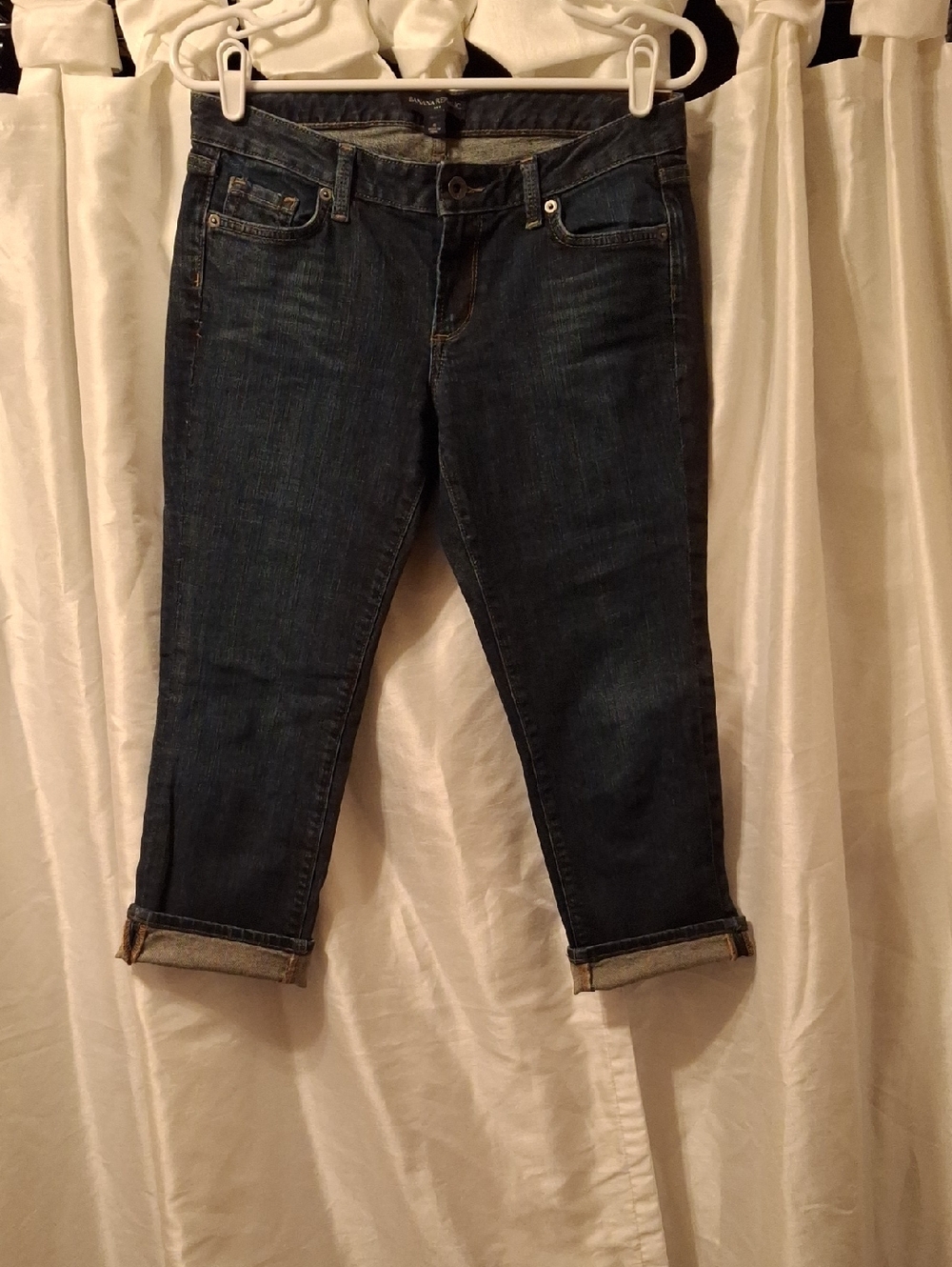 Banana Republic Factory Dark Blue Cropped Jeans with Rolled Cuffs
